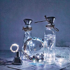 Solar Wine Bottle Lights, 10 Pack Diamond Cork Lights, 20 LED Outdoor Waterproof Fairy String Lights for Garden Wedding Patio（Cool White）