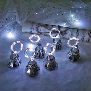 Solar Wine Bottle Lights, 10 Pack Diamond Cork Lights, 20 LED Outdoor Waterproof Fairy String Lights for Garden Wedding Patio（Cool White）