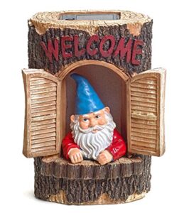 bo-toys gnome welcome garden house outdoor decor stump with solar lights