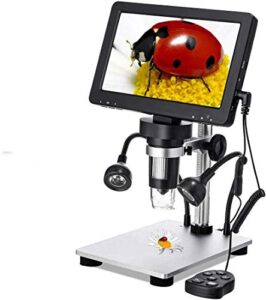 annlov 7″ lcd digital microscope with 32gb tf card 1200x maginfication 1080p coin microscope with wired remote,12mp ultra-precise focusing video camera with 8 led fill lights windows/mac compatible