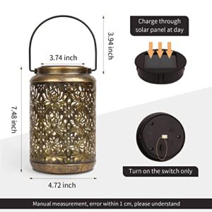 Nothing burger Solar Lanterns Outdoor Waterproof, 2 Pack Outdoor Solar Hanging Lantern Lights, Patio Decor Outdoor Lantern with LED for Garden/Yard Decor (Brown)