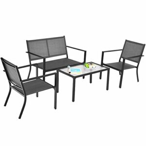 liruxun 4 pcs patio furniture set sofa coffee table steel frame garden coffee table loveseat chair