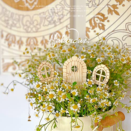 Halandar 48 Pcs Fairy Door Wooden Garden Doors Craft Mini Window Fairy House DIY Kit Unfinished Miniature Door Unpainted Fairy Window Accessories for Wall Home Party Decoration (Antique Style)