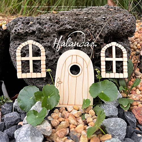 Halandar 48 Pcs Fairy Door Wooden Garden Doors Craft Mini Window Fairy House DIY Kit Unfinished Miniature Door Unpainted Fairy Window Accessories for Wall Home Party Decoration (Antique Style)