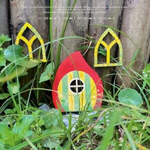 Halandar 48 Pcs Fairy Door Wooden Garden Doors Craft Mini Window Fairy House DIY Kit Unfinished Miniature Door Unpainted Fairy Window Accessories for Wall Home Party Decoration (Antique Style)