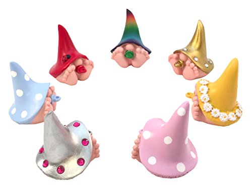 GlitZGlam Miniature Baby Gnomes 7 Pack Collection – The Adorable Baby Gnomes for The Fairy Garden That Garden Fairies Love