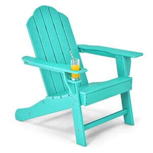 giantex adirondack chair outdoor fire pit chairs, hdpe weather resistant patio chair for outside campfire,deck, garden, yard, lawn furniture porch and lawn seating composite chairs, turquoise