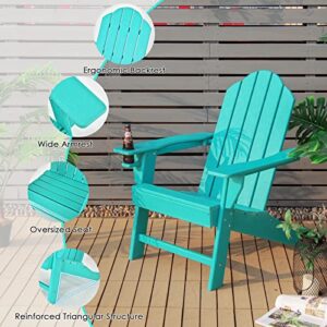 Giantex Adirondack Chair Outdoor Fire Pit Chairs, HDPE Weather Resistant Patio Chair for Outside Campfire,Deck, Garden, Yard, Lawn Furniture Porch and Lawn Seating Composite Chairs, Turquoise