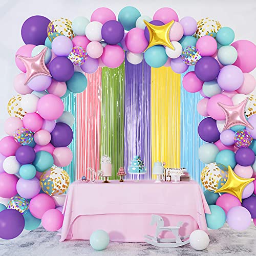 Vanujoy 3pcs Macaron Yellow Tinsel Foil Fringe Backdrop Curtains Party Decoration - Party Door Wall Streamer Photo Backdrop for Birthday Wedding Engagement Bridal Shower Decoration