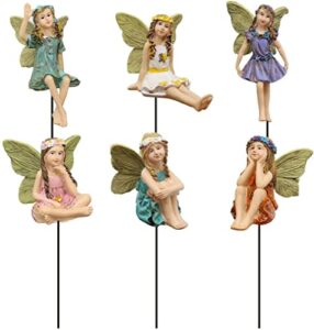 usupgift fairy garden vintage figurines resin fairies statue miniature outdoor yard lawn house decor set of 6 pcs
