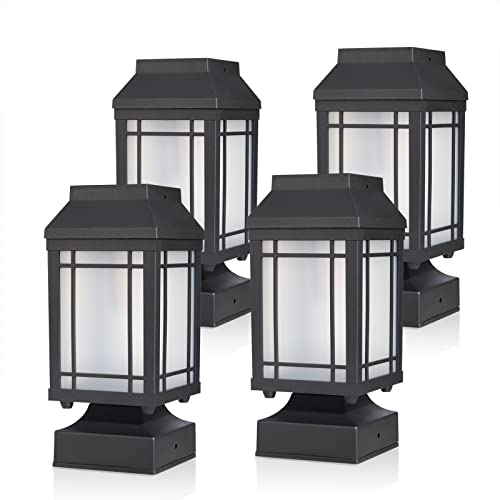 Kemeco SL4122Q LED 4x4 Solar Post Light Fixture for Outdoor Garden Post Pole Mount… (4 Pack)