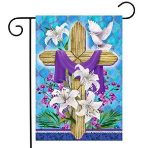 briarwood lane easter lily cross holiday garden flag 12.5″ x 18″