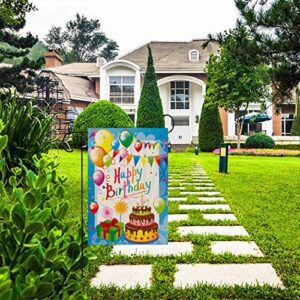 Happy Birthday Garden Flag Yard Signs, Burlap Vertical Double Sided Readable Lawn Signs Birthday Yard Decorations for Lawn Outside Outdoor Flags 12.5 x 18 Prime Party Celebration Birthday Banner