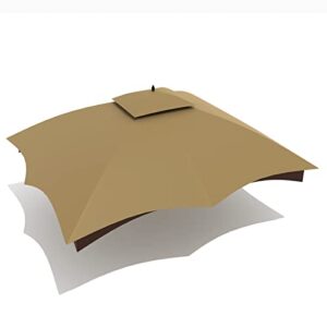 gazebo replacement canopy top cover – wonwon 10x12 double tiered canopy roof for lowe’s allen roth gazebo model #gf-12s004bto/gf-12s004b-1 (khaki)