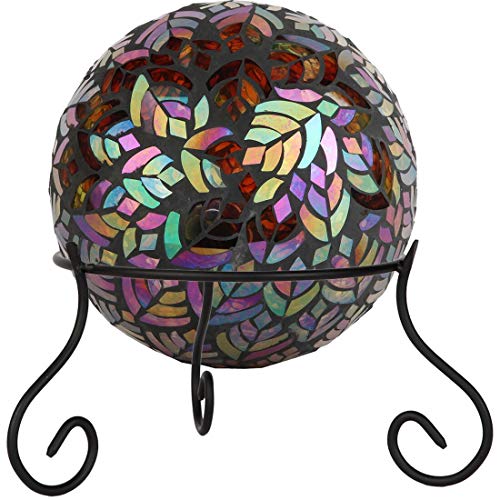 Lily's Home Metal Gazing Ball Stand for 10 or 12 inch Metal and Glass Garden Gazing Globes and for Plant or Flowerpot Holder, Birdbath Bowl Stand. Black. 5-inch Tall