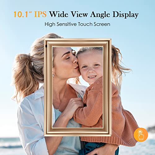 WiFi Digital Photo Frame 10.1 Inch IPS HD Cloud Smart Digital Picture Frame,16GB Storage, Wall Mountable, Auto-Rotate, Share Photos via App, Auto-Rotate, Send Photos from Anywhere