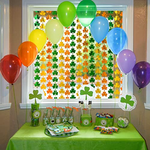 LOLStar 2 Pack St Patricks Day Foil Fringe Curtains St. Patrick's Day Party Decorations 3.3x6.6 ft Shamrock Green Gold Orange Tinsel Curtains Photo Booth Prop Streamers Backdrop for Irish Party Decor