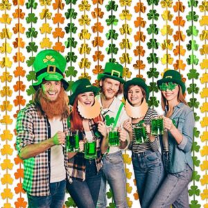 LOLStar 2 Pack St Patricks Day Foil Fringe Curtains St. Patrick's Day Party Decorations 3.3x6.6 ft Shamrock Green Gold Orange Tinsel Curtains Photo Booth Prop Streamers Backdrop for Irish Party Decor