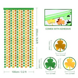 LOLStar 2 Pack St Patricks Day Foil Fringe Curtains St. Patrick's Day Party Decorations 3.3x6.6 ft Shamrock Green Gold Orange Tinsel Curtains Photo Booth Prop Streamers Backdrop for Irish Party Decor