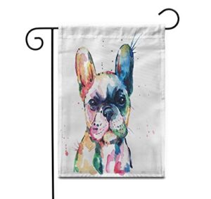 awowee 12″x18″ garden flag frenchie french bulldog original watercolor of dog rainbow funny outdoor home decor double sided yard flags banner for patio lawn