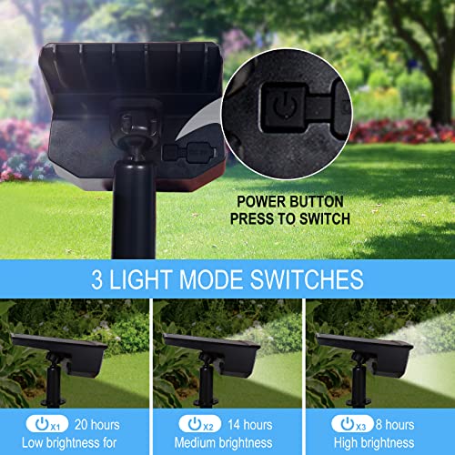 Solar Spot Lights Outdoor,AMZAVER 43 LED Solar Garden Pathway Lights, IP67 Waterproof Garden Light for Tree Flag,3 Lighting Modes Solar Powered Landscape Lights Wall Lights in One Landscape Spotlights