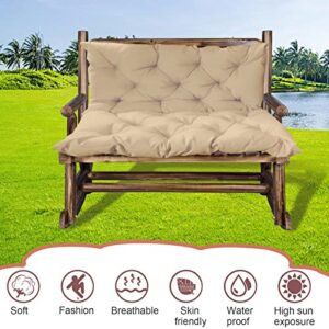 MiokyStaner Porch Swing Cushions with Backrest, 2-3 Seater Waterproof Bench Pad Cushions, Thicken 4" Outdoor Swing Cushions, for Outdoor Patio Garden Furniture (59x40in, Beige)