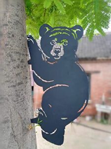 jptsdbnwmt outdoor statue metal bear tree art yard garden decor fence animals silhouette art decoration