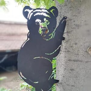 JPTSDBNWMT Outdoor Statue Metal Bear Tree Art Yard Garden Decor Fence Animals Silhouette Art Decoration