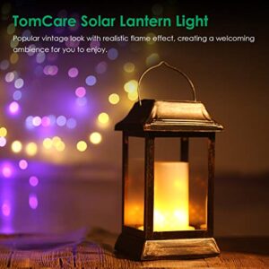 TomCare Solar Lights Upgraded, 43" Waterproof Flickering Flames Solar Powered LED Solar Hanging Lanterns Patio Lights for Patio Garden Backyard