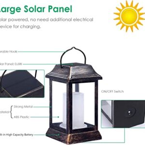 TomCare Solar Lights Upgraded, 43" Waterproof Flickering Flames Solar Powered LED Solar Hanging Lanterns Patio Lights for Patio Garden Backyard