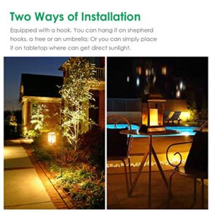 TomCare Solar Lights Upgraded, 43" Waterproof Flickering Flames Solar Powered LED Solar Hanging Lanterns Patio Lights for Patio Garden Backyard