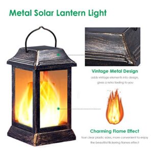 TomCare Solar Lights Upgraded, 43" Waterproof Flickering Flames Solar Powered LED Solar Hanging Lanterns Patio Lights for Patio Garden Backyard