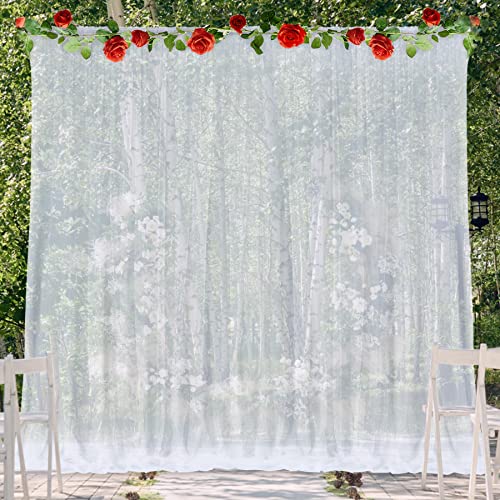 10x10ft White Tulle Backdrop Curtains for Parties, Sheer Backdrop Curtain Wedding Photo Backdrop Drapes for Baby Shower Photography Birthday Party (White)
