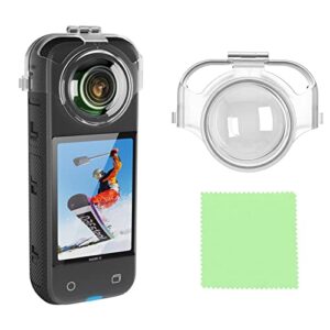 gaekol lens guard for insta360 x3, quick-detach transparent water-proof shockproof lens caps for insta360 x3