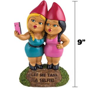 BigMouth Inc The Selfie Sisters Garden Gnome, 9-inch Tall Funny Lawn Gnome Statue, Weatherproof Garden Decoration