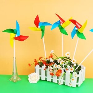 KIMOBER 100PCS Colourful Pinwheels,Mixed Colors Plastic Wind Spinners Toy for Kids,4 Vane Windmill for Home Garden Lawn Indoor Outside Decoration