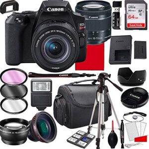 canon eos rebel sl3 dslr camera with 18-55mm f/4-5.6 is stm zoom lens , 64gb memory,case, tripod and more (28pc bundle)
