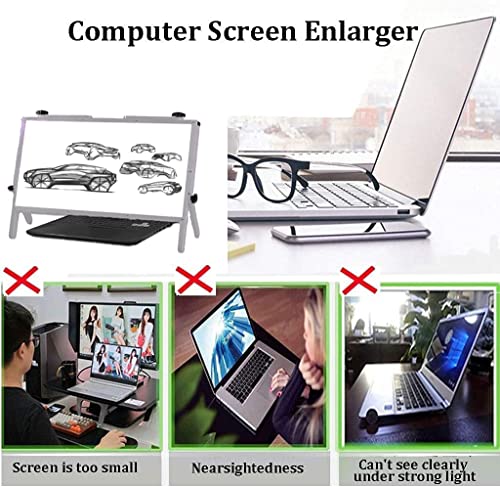 Laptop Screen Magnifier 21" Computer Screen Magnifier with Adjustable Angle Design Portable Foldable Amplifier Desktop Magnifying Mirror for Seniors Reading Close Work