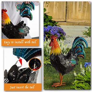 SUNREEK Rooster Garden Statues Decor, Outdoor Metal Chicken Sculpture Yard Art for Farm Patio Lawn Back Yard Home Decorations (Brown)