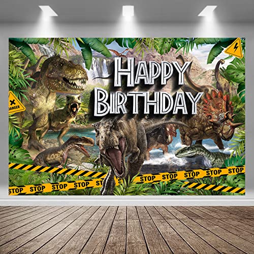 POILKMNI Dinosaurs Birthday Party Decorations 7x5ft Safari Jungle Dinosaur World Birthday Party Backdrop Banner for Boys Kids Birthday Photo Background for Indoor Outdoor Party Supplies Banner