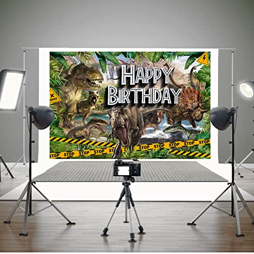 POILKMNI Dinosaurs Birthday Party Decorations 7x5ft Safari Jungle Dinosaur World Birthday Party Backdrop Banner for Boys Kids Birthday Photo Background for Indoor Outdoor Party Supplies Banner