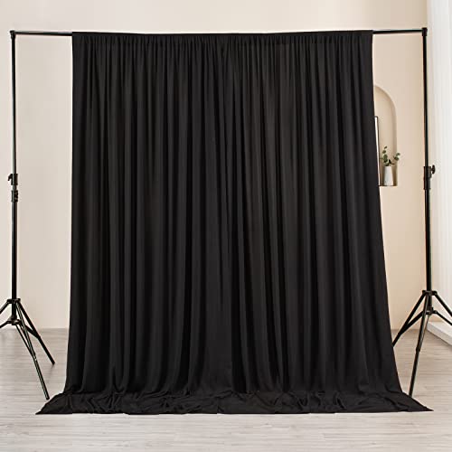 Nobed HHT 10ft x 9ft Wrinkle Free Black Backdrop Curtain for Party, 2 Panels 5ft×9ft Polyester Black Drapes for Backdrop Curtains for Wedding Party Birthday Baptism Photo Backdrop Decor