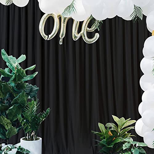 Nobed HHT 10ft x 9ft Wrinkle Free Black Backdrop Curtain for Party, 2 Panels 5ft×9ft Polyester Black Drapes for Backdrop Curtains for Wedding Party Birthday Baptism Photo Backdrop Decor