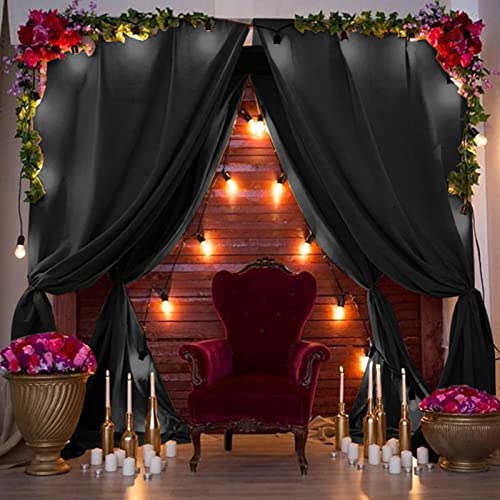 Nobed HHT 10ft x 9ft Wrinkle Free Black Backdrop Curtain for Party, 2 Panels 5ft×9ft Polyester Black Drapes for Backdrop Curtains for Wedding Party Birthday Baptism Photo Backdrop Decor