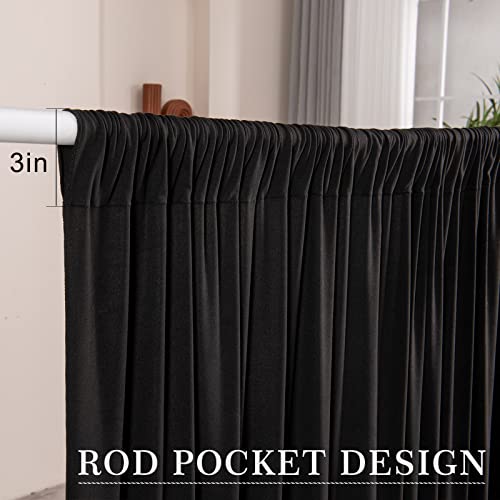 Nobed HHT 10ft x 9ft Wrinkle Free Black Backdrop Curtain for Party, 2 Panels 5ft×9ft Polyester Black Drapes for Backdrop Curtains for Wedding Party Birthday Baptism Photo Backdrop Decor