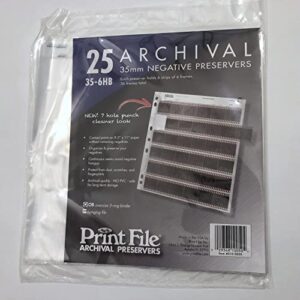 print file 35mm size negative pages holds six strips of six frames, pack of 25