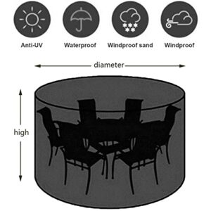 XYXH Outdoor Patio Furniture Covers 130" D x 30" H, Furniture Covers Waterproof, Heavy Duty Garden Furniture Covers, Tear-Resistant Oxford Fabric, for Medium Round Table Chairs (330x75cm)