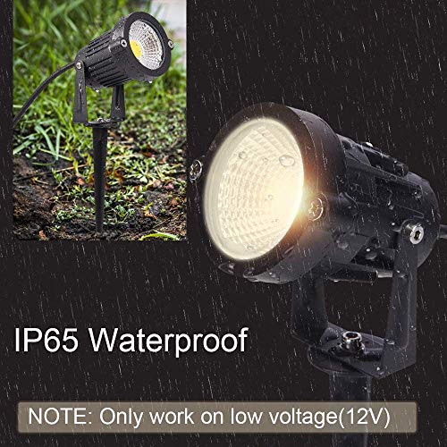 Pack of 2, Youngine 12V Low Voltage LED Landscape Lights Waterproof Outdoor Walls Trees Flags Spotlights 5W COB Garden Yard Path Lawn Light with Spike Stand (Green),NO Plug