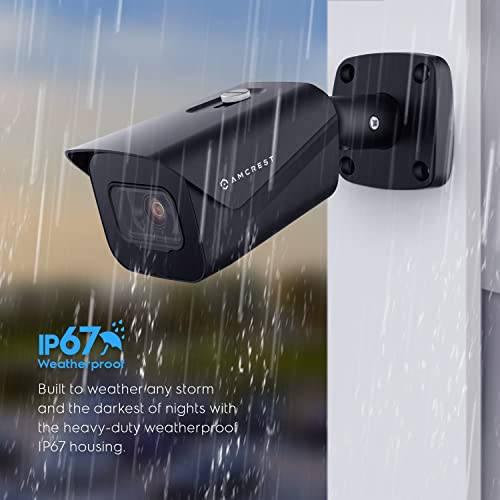 Amcrest UltraHD 4K (8MP) Outdoor Bullet Security IP POE Camera, 98ft NightVision, 2.8mm Lens, IP67 Weatherproof, 256GB MicroSD Recording, Black (IP8M-2496EB-V2)