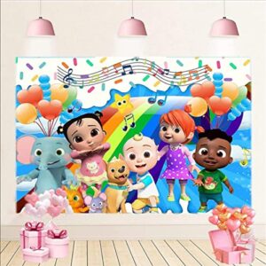 Cartoon Family Melon Backdrop for Birthday Party Supplies, 5 x 3 ft Cartoon Cocomelon Happy Birthday Banner Decorations, Baby Shower Birthday Party Decor Vinyl Background (cocomelon Backdrop)